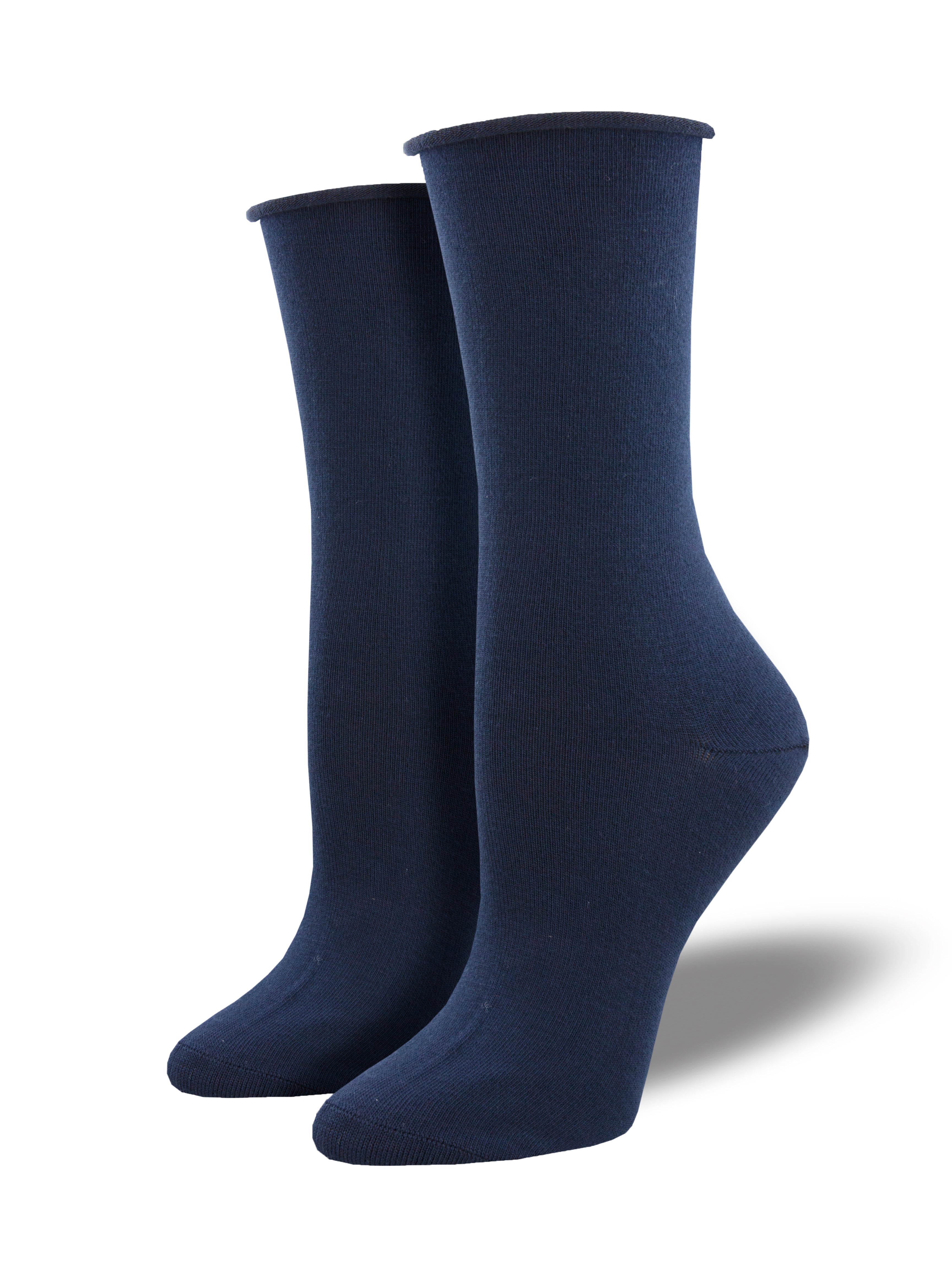 Women's Bamboo "Solid" Roll Top Socks