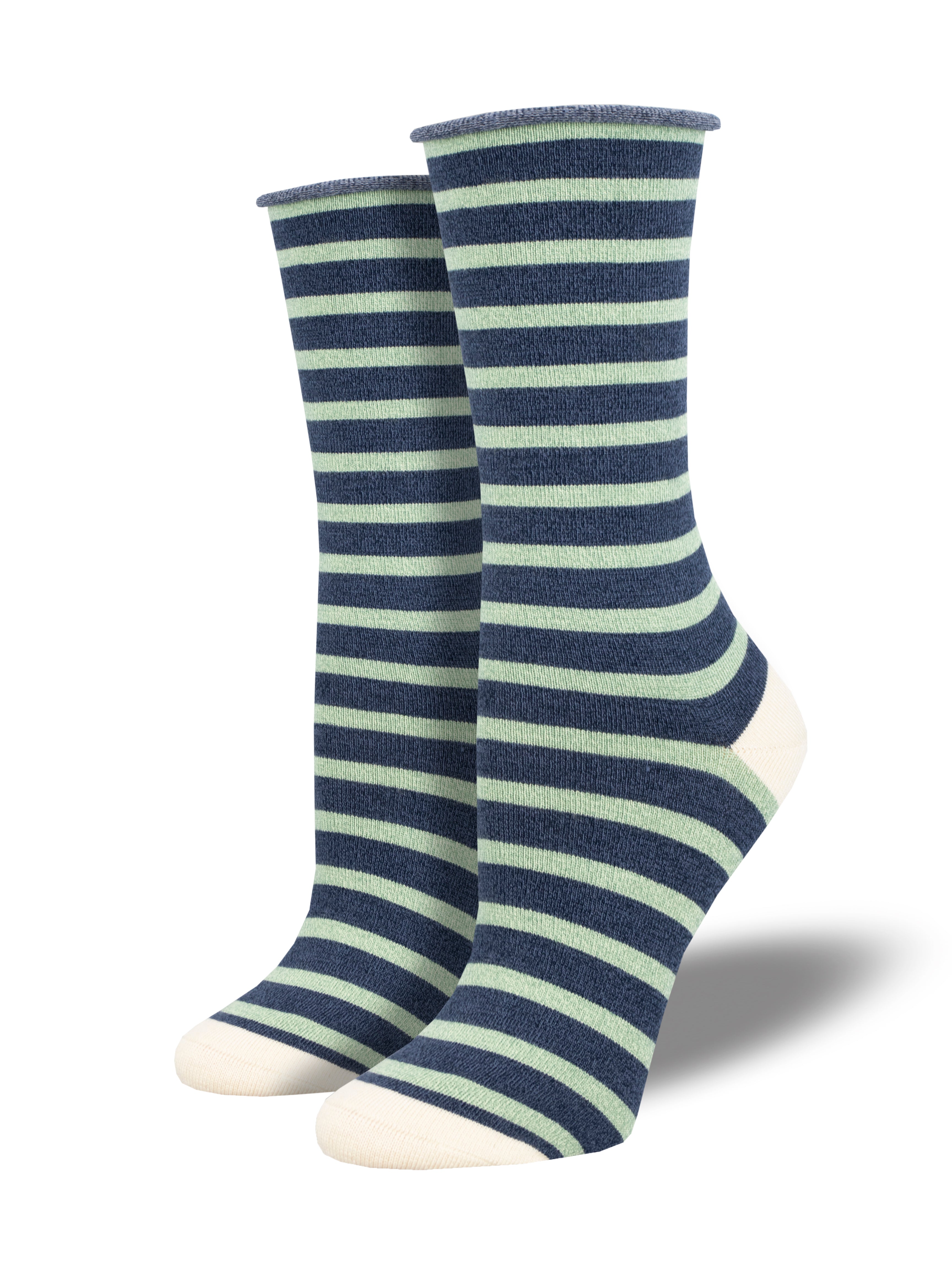 Women's Bamboo "Sailor Stripe" Roll Top Socks