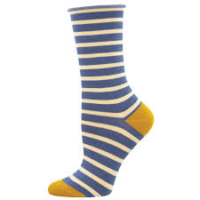 Women's Bamboo "Sailor Stripe" Roll Top Socks