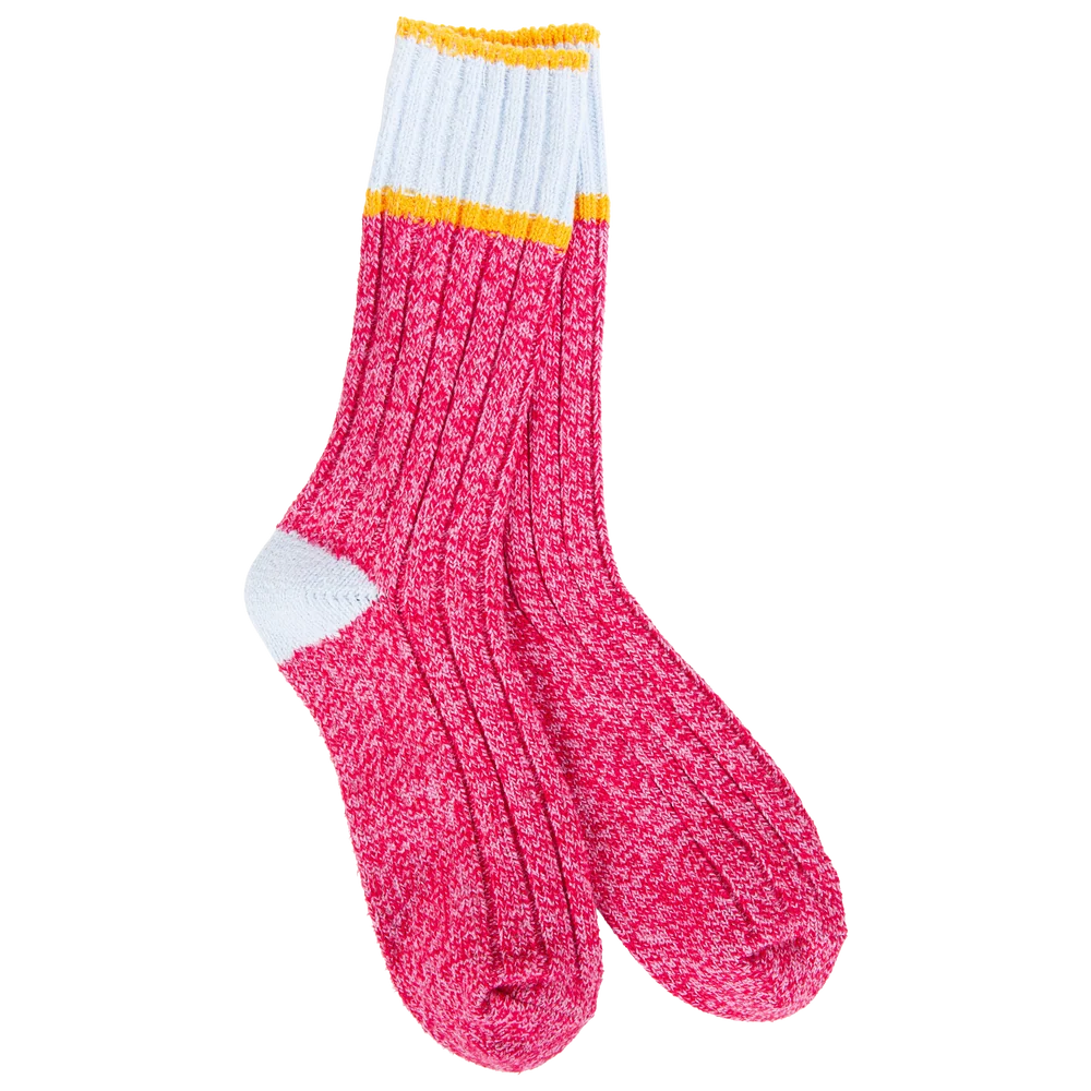 Soft "Weekend Ragg Color Block Crew" Socks