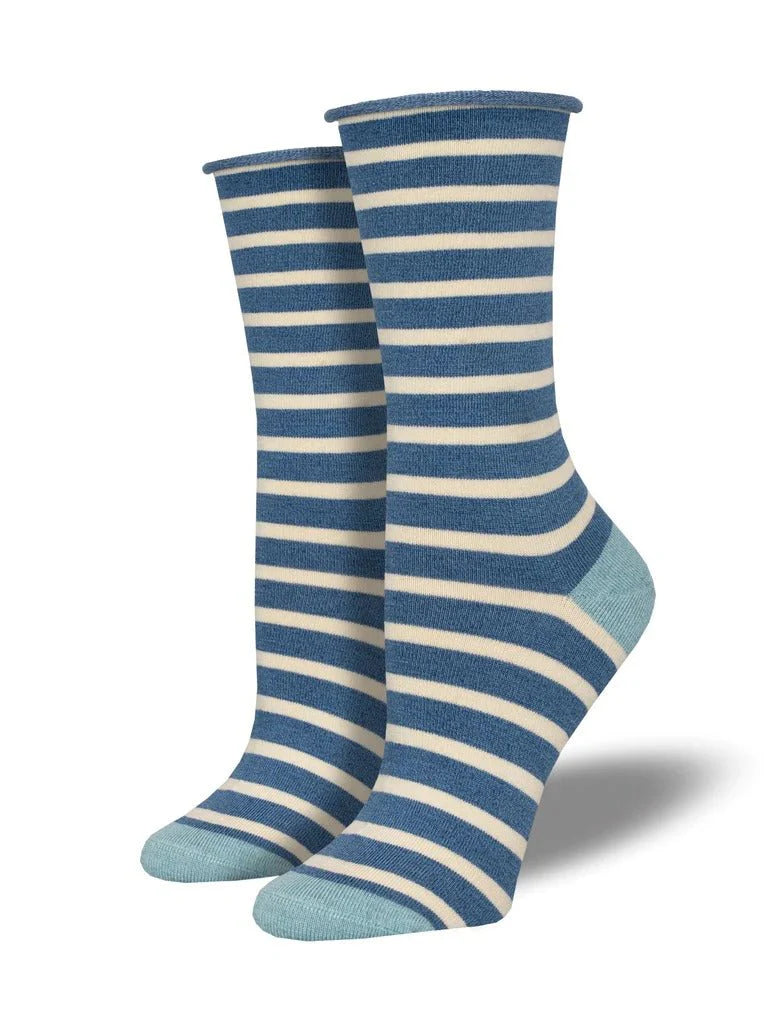 Women's Bamboo "Sailor Stripe" Roll Top Socks