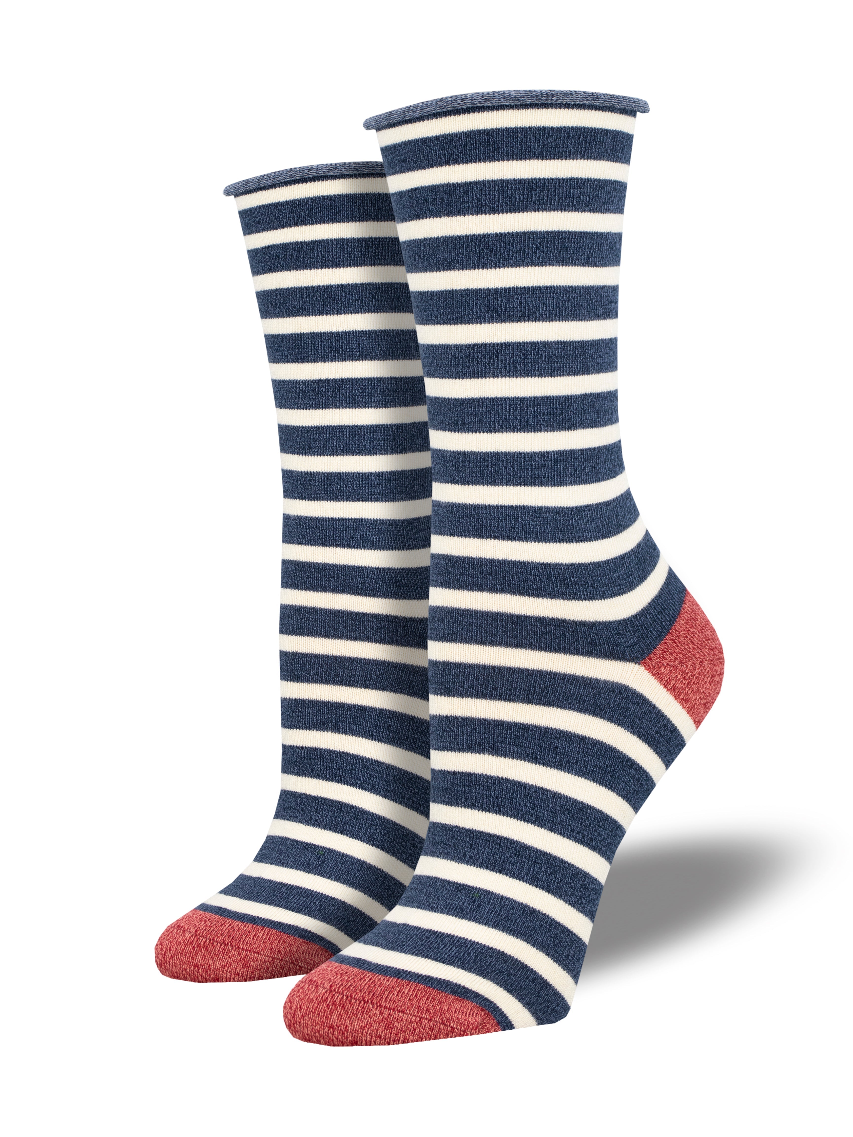 Women's Bamboo "Sailor Stripe" Roll Top Socks