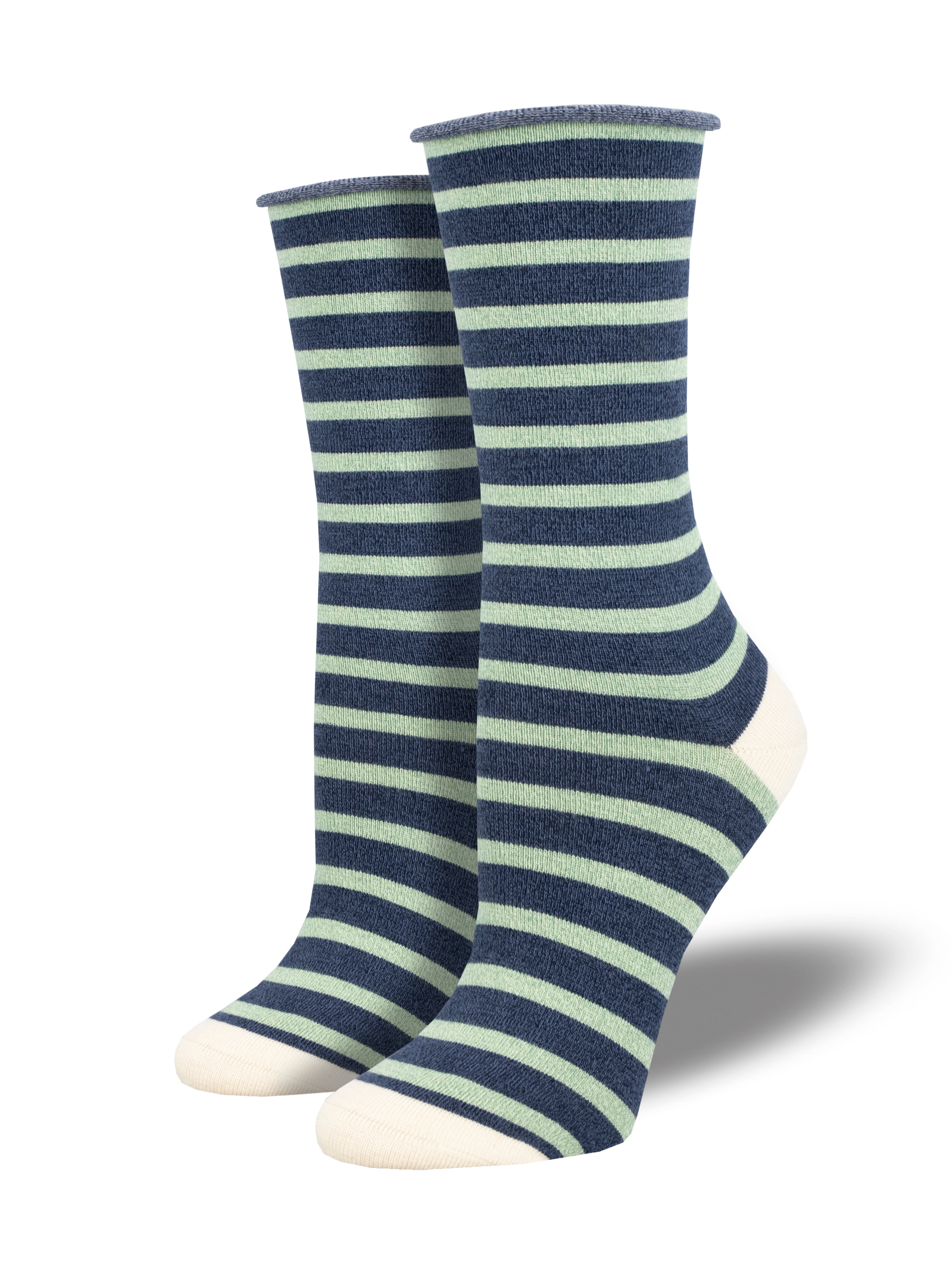 Women's Bamboo "Sailor Stripe" Roll Top Socks